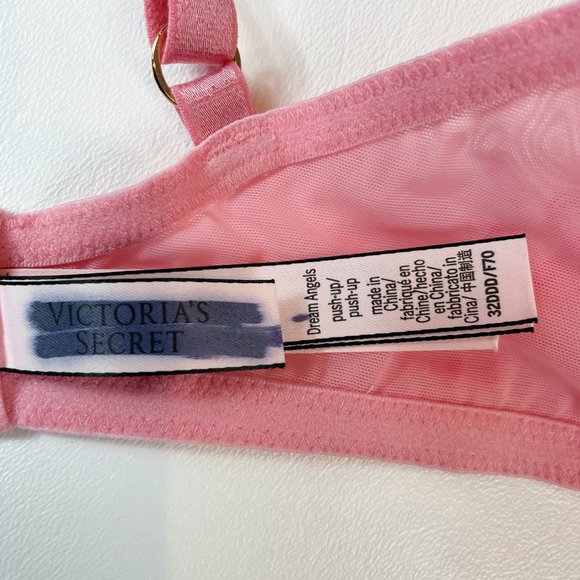 NWOT Victoria's Secret Bra 32DDD Dream Angels Push-Up Pink Lace B555 - Picture 5 of 7